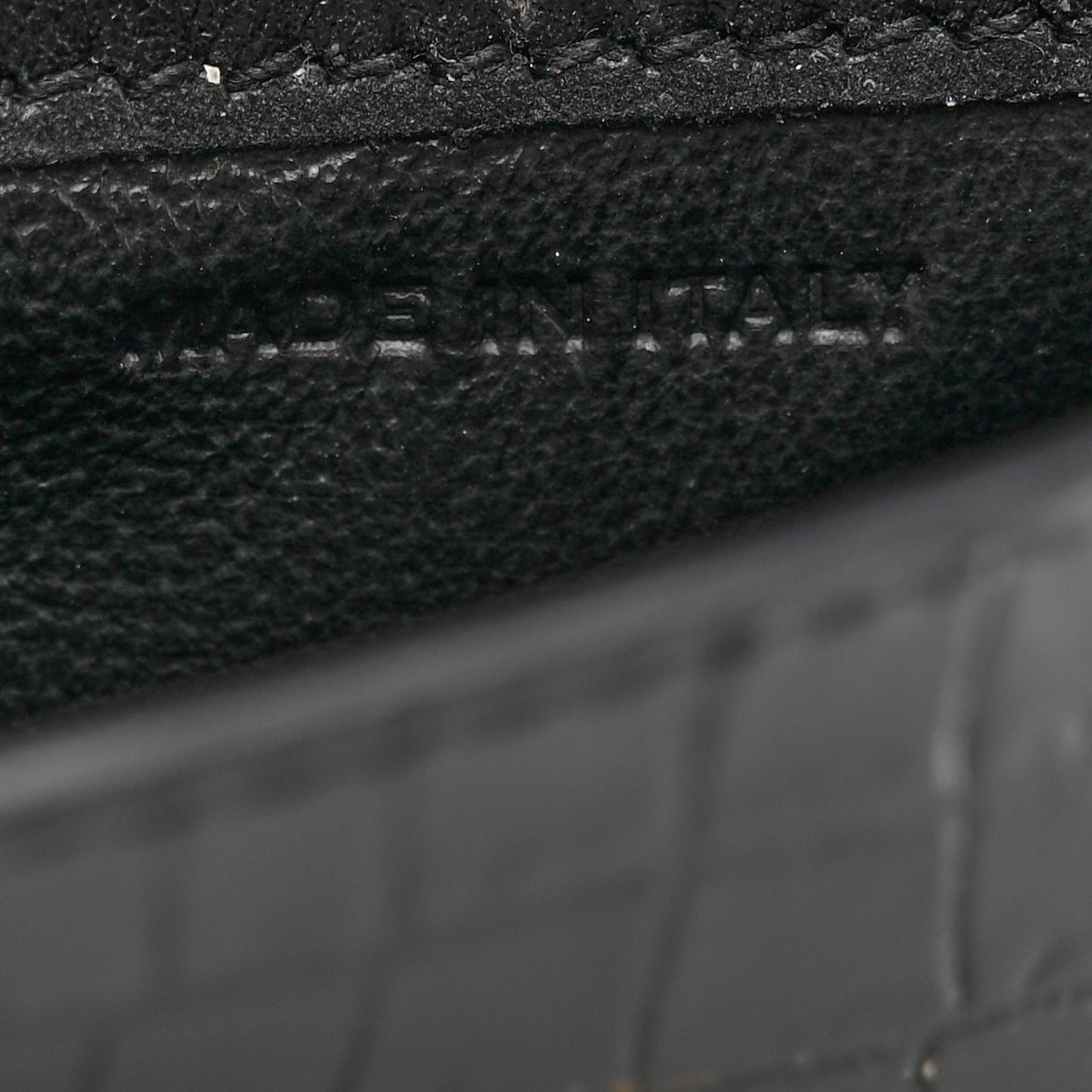 Calfskin Crocodile Embossed Uptown Monogram Card Case Black