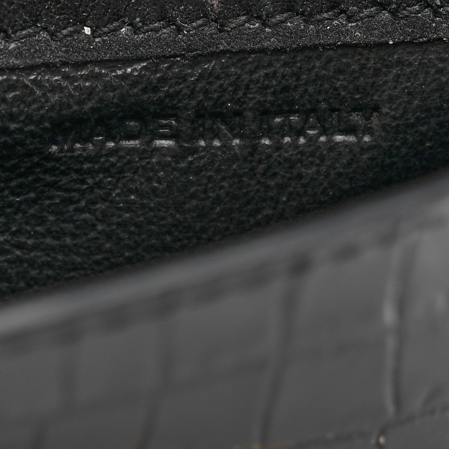 Saint Laurent Calfskin Crocodile Embossed Uptown Monogram Card Case Black 7 of 7