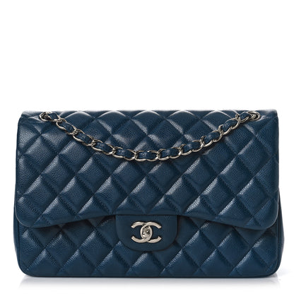 Chanel Caviar Quilted Jumbo Double Flap Navy Blue 1 of 11