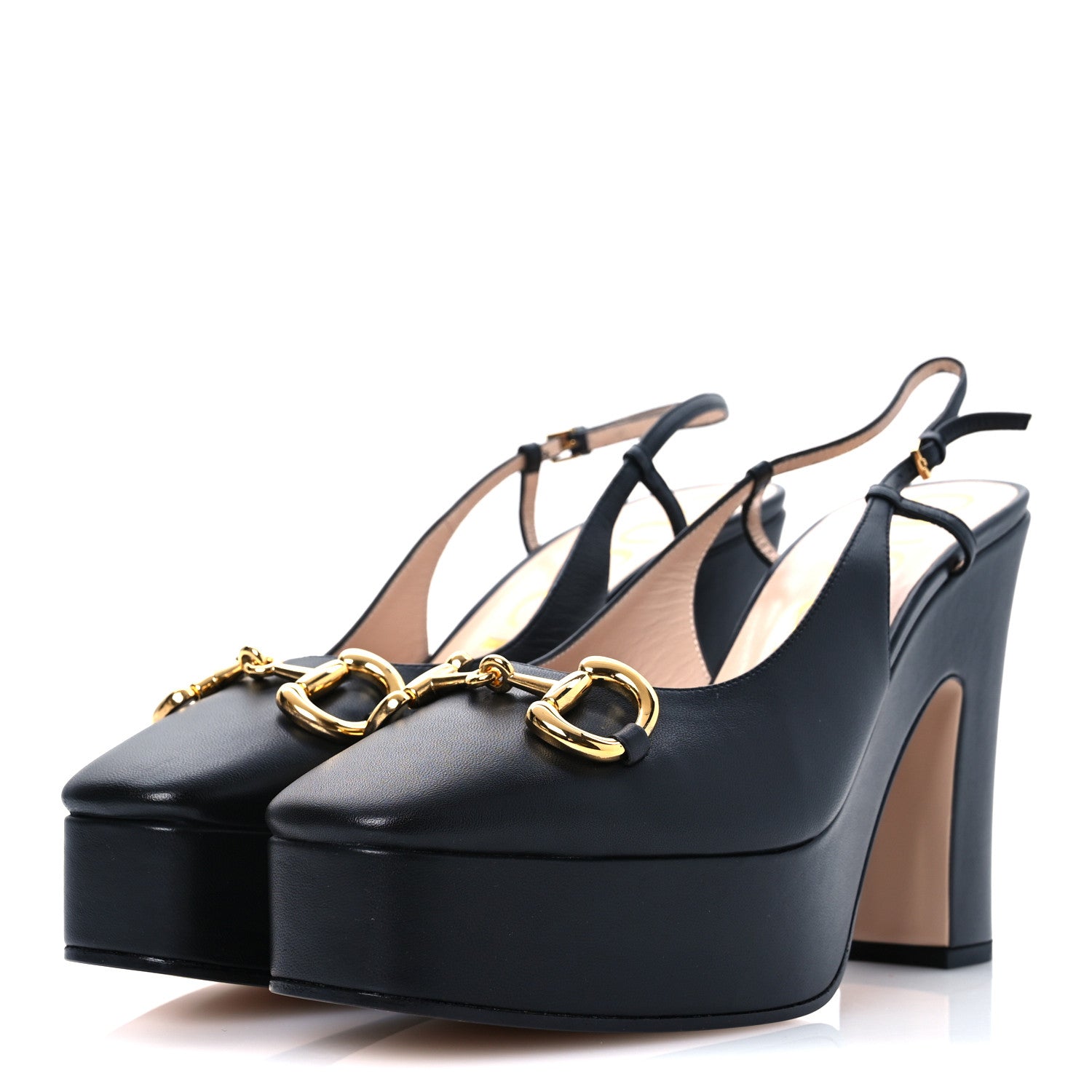 Gucci Nappa Horsebit Platform 35/120mm Slingback Pumps 41 Black 4 of 11