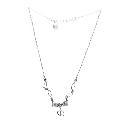 Christian Dior Crystal Bow Necklace Silver 2 of 4