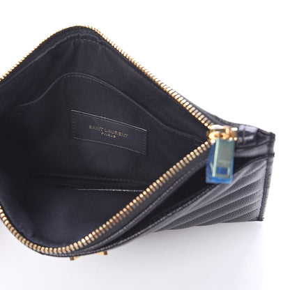 Saint Laurent Grain De Poudre Chevron Monogram Bill Pouch Black 4 of 6