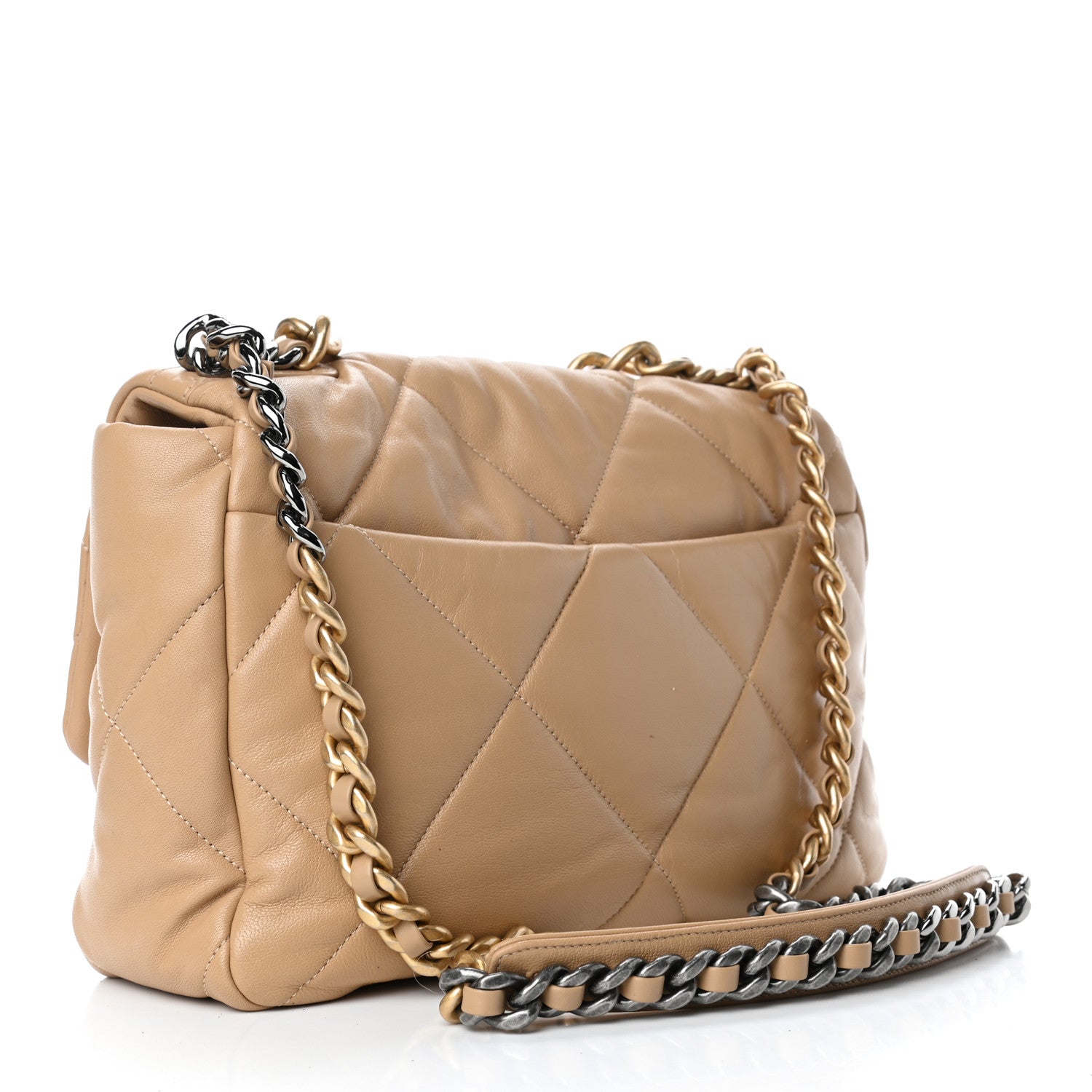 Chanel Lambskin Quilted Large Chanel 19 Flap Dark Beige 2 of 4