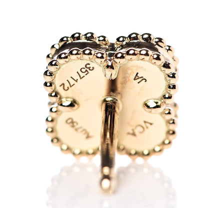 Van Cleef & Arpels 18K Yellow Gold Black Onyx Sweet Alhambra Earrings 3 of 5