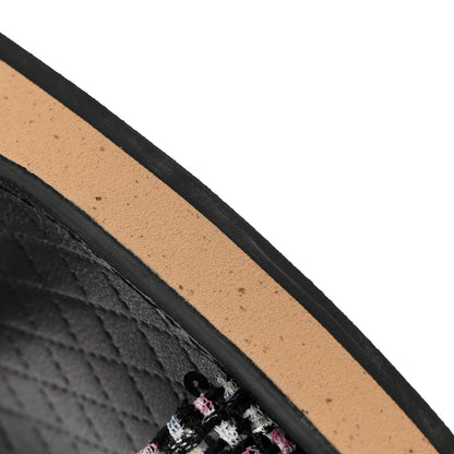 Chanel Tweed Lambskin Dad Sandals 38.5 Black White 12 of 13