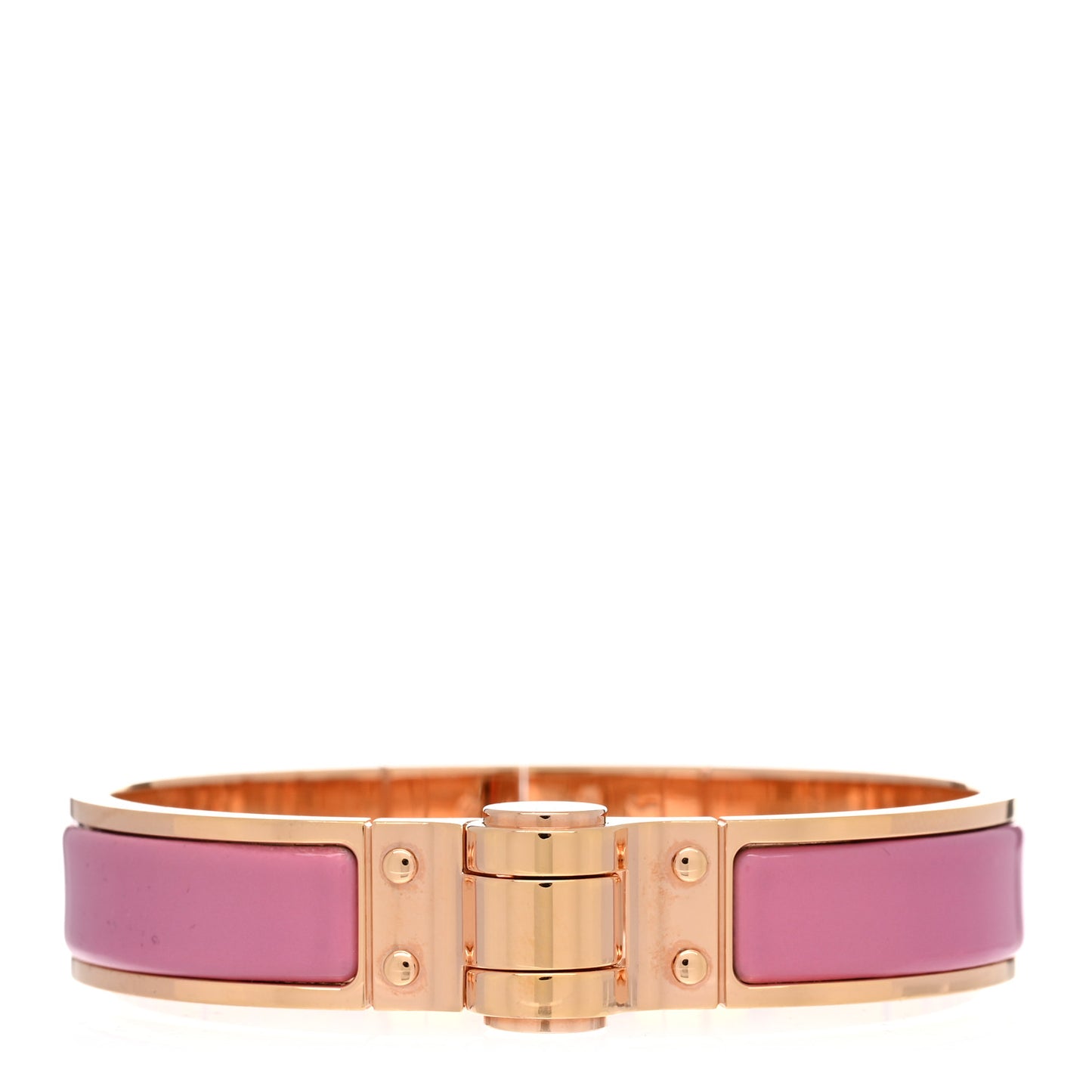 Enamel Charniere Uni Narrow Hinged Bracelet S Rose Flamingo