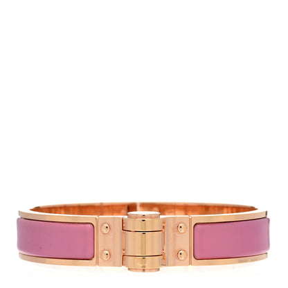 Hermes Enamel Charniere Uni Narrow Hinged Bracelet S Rose Flamingo 1 of 5