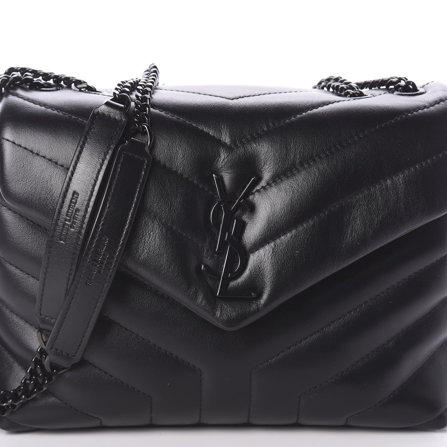 Saint Laurent Calfskin Y Quilted Monogram Small Loulou Chain Satchel Black 8 of 10