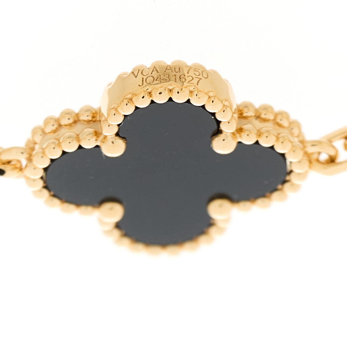 Van Cleef & Arpels 18K Yellow Gold Black Onyx 5 Motifs Vintage Alhambra Bracelet 4 of 6