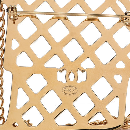 Chanel Crystal Flap Bag Brooch Black Gold 4 of 4