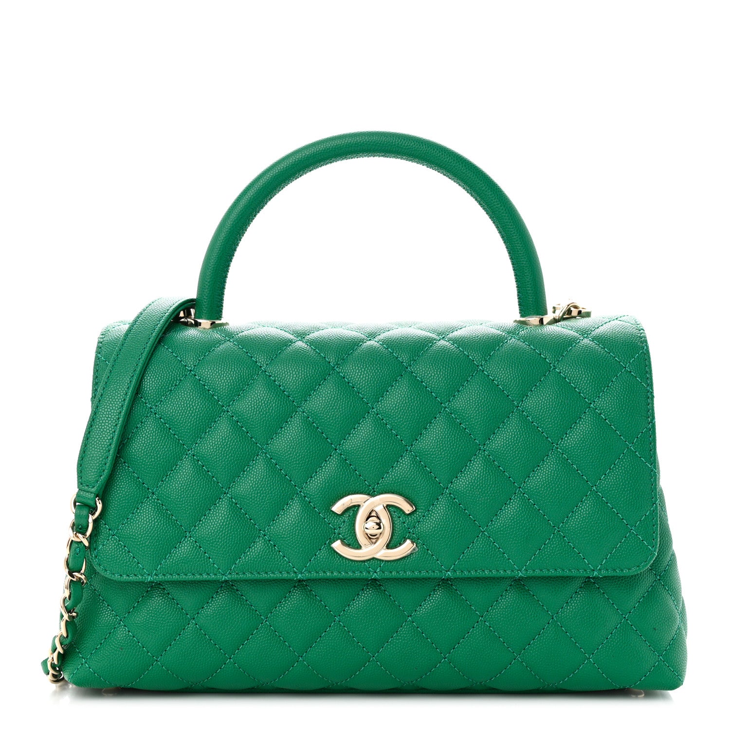 Chanel Caviar Quilted Small Coco Handle Flap Green 1 of 11