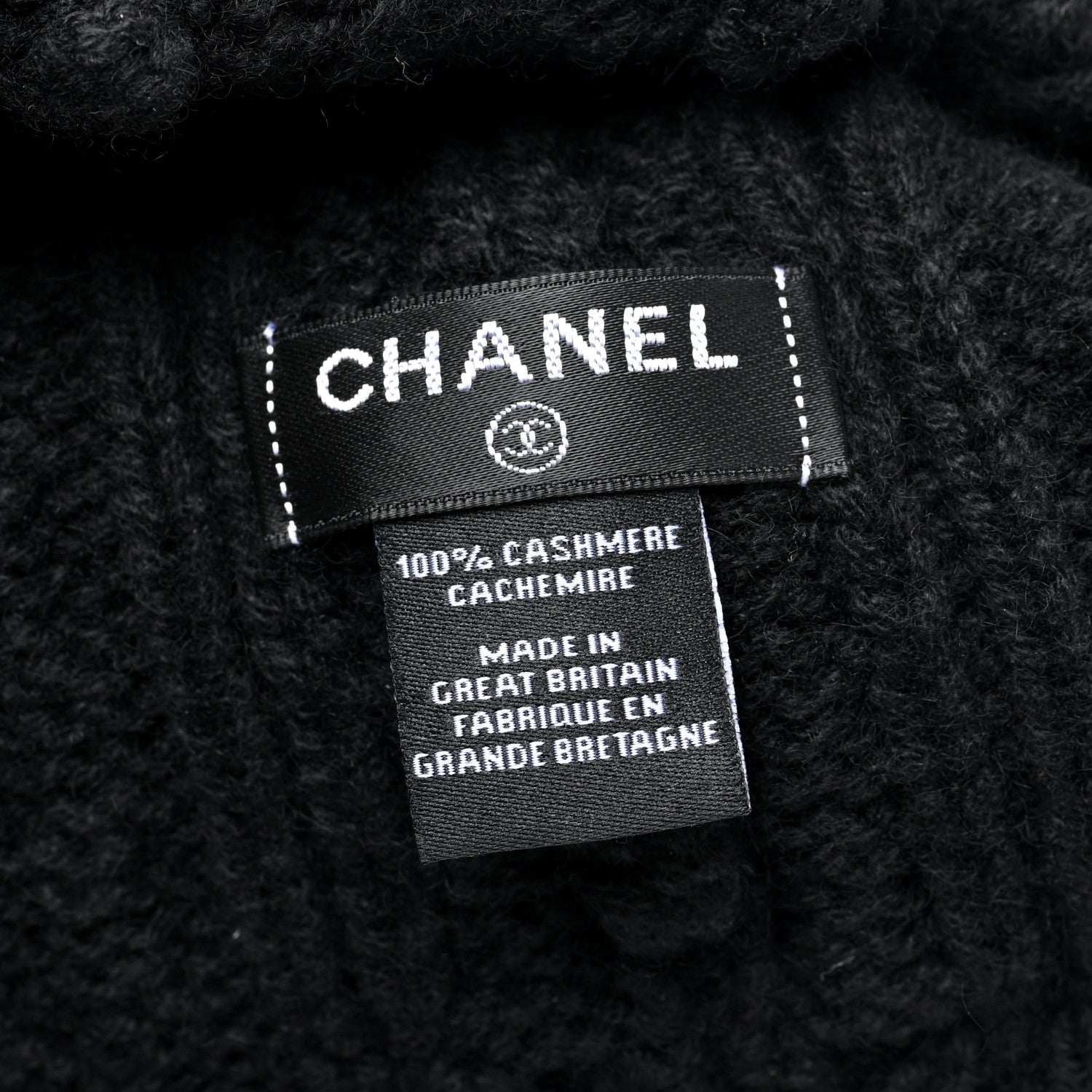 Chanel Cashmere CC Beanie Hat Black 4 of 4