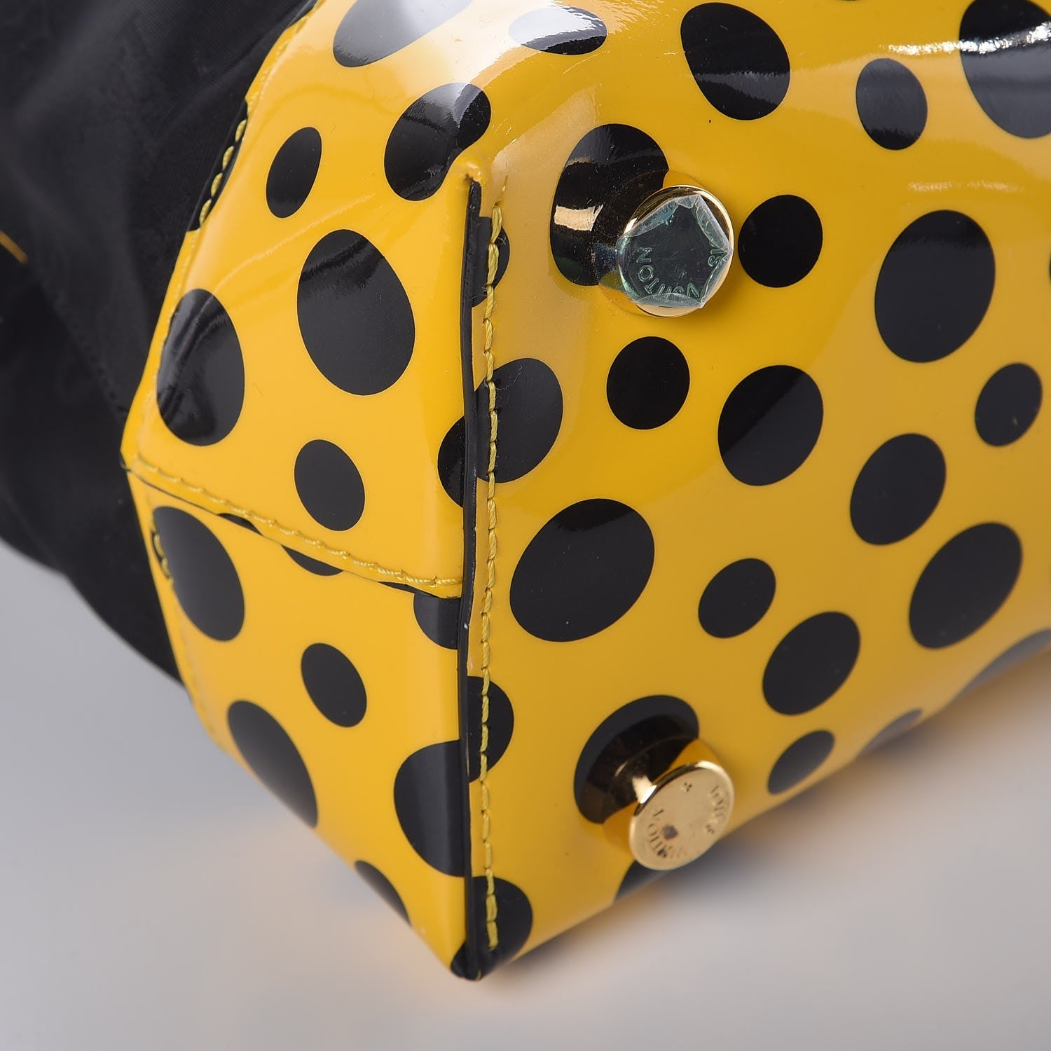 Louis Vuitton Nylon Monogram Kusama Infinity Dots Lockit GM Black Yellow 9 of 10