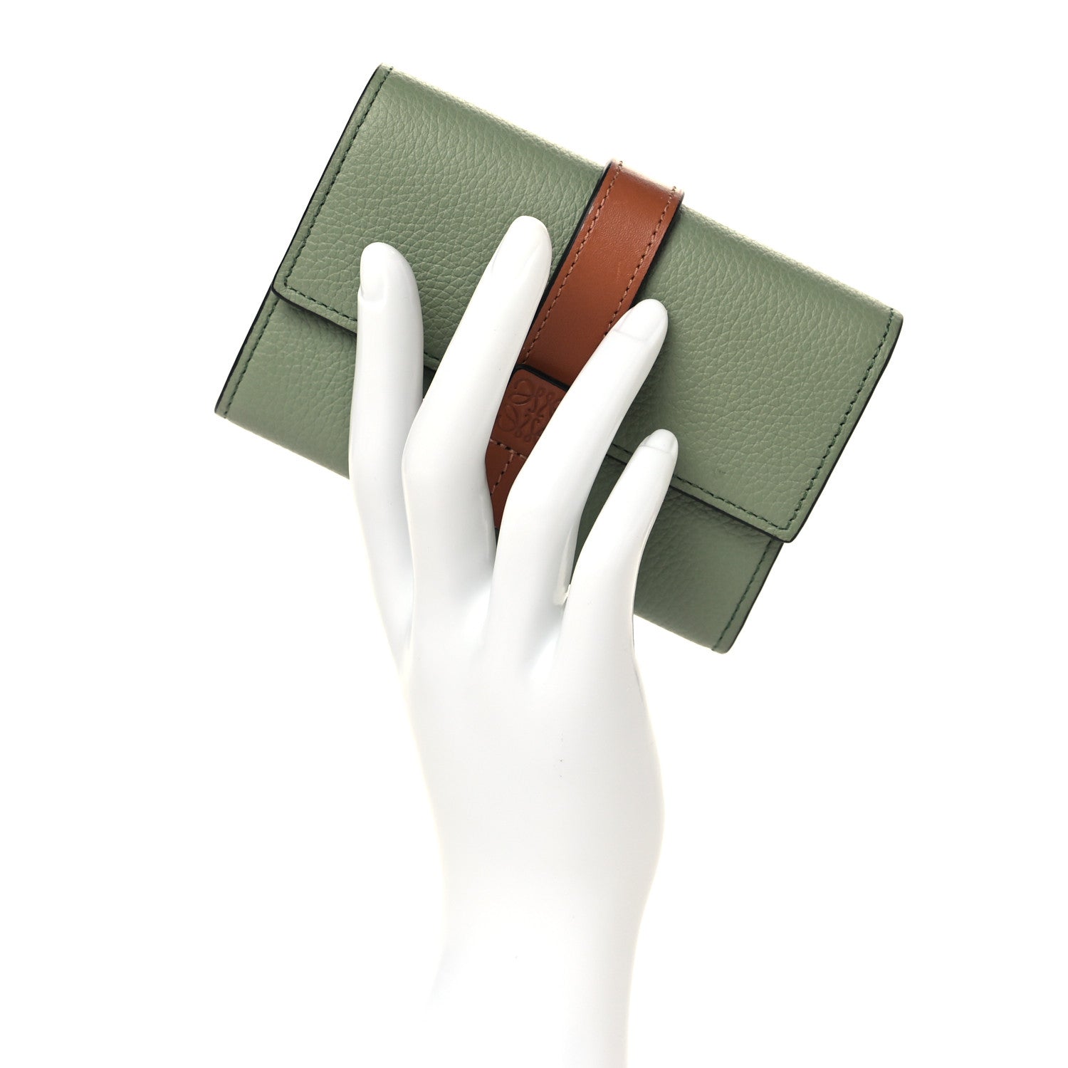 Loewe Grained Calfskin Small Vertical Wallet Rosemary Tan 2 of 6