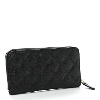 Chanel Caviar Quilted Small Zip Around Wallet Black 3 of 9