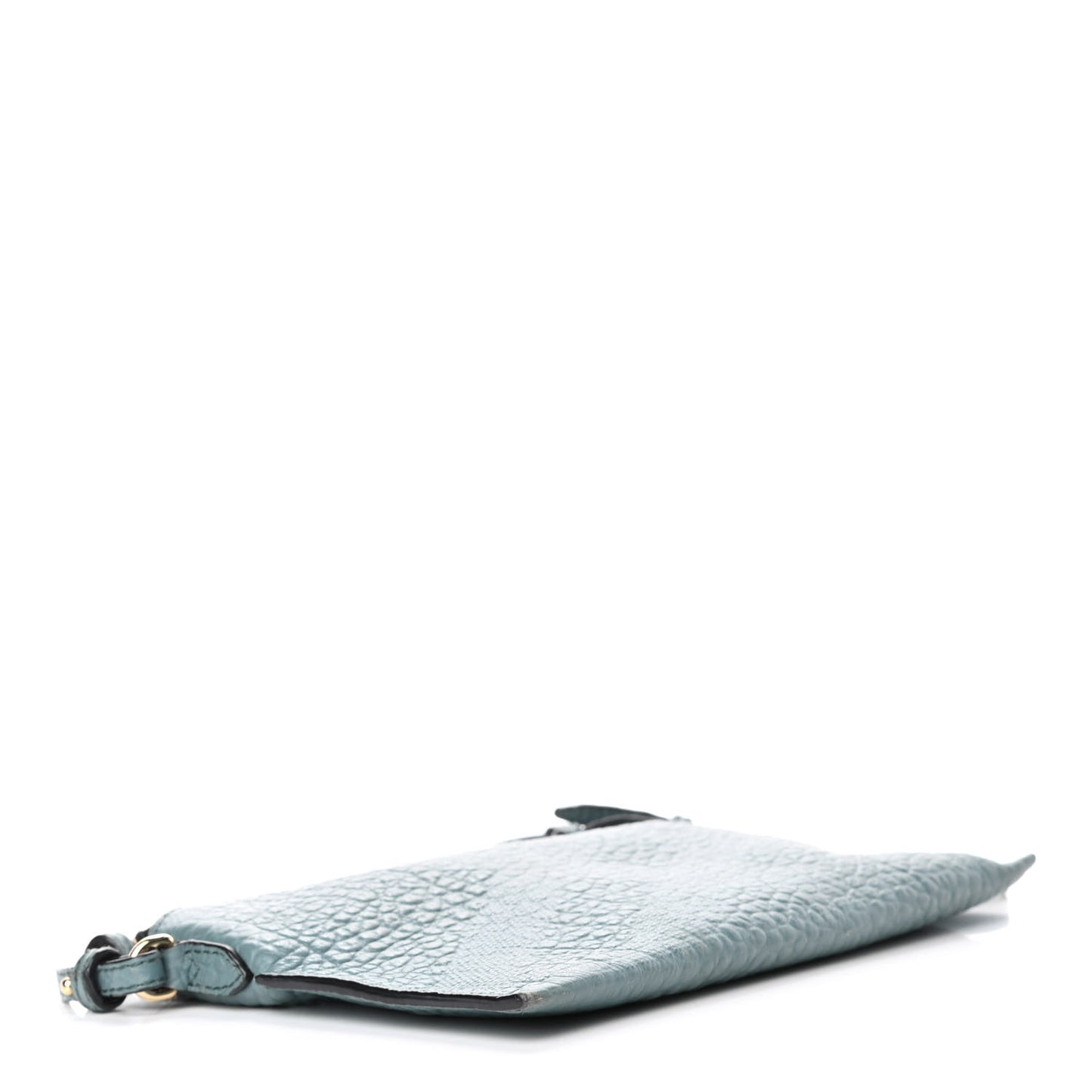 Signature Grain Calfskin Check Embossed Peyton Crossbody Clutch Bag Celadon Blue