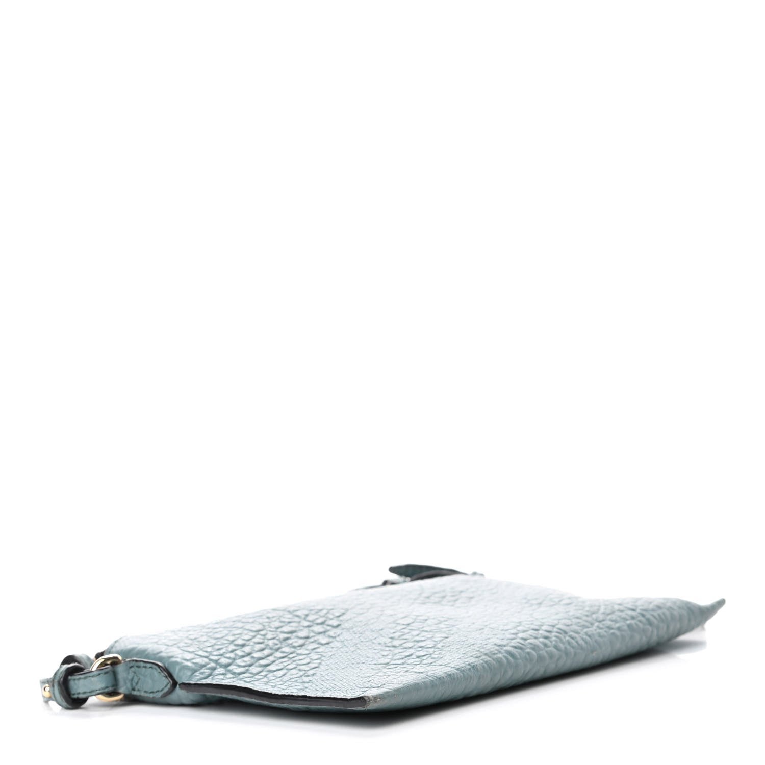 Burberry Signature Grain Calfskin Check Embossed Peyton Crossbody Clutch Bag Celadon Blue 3 of 5