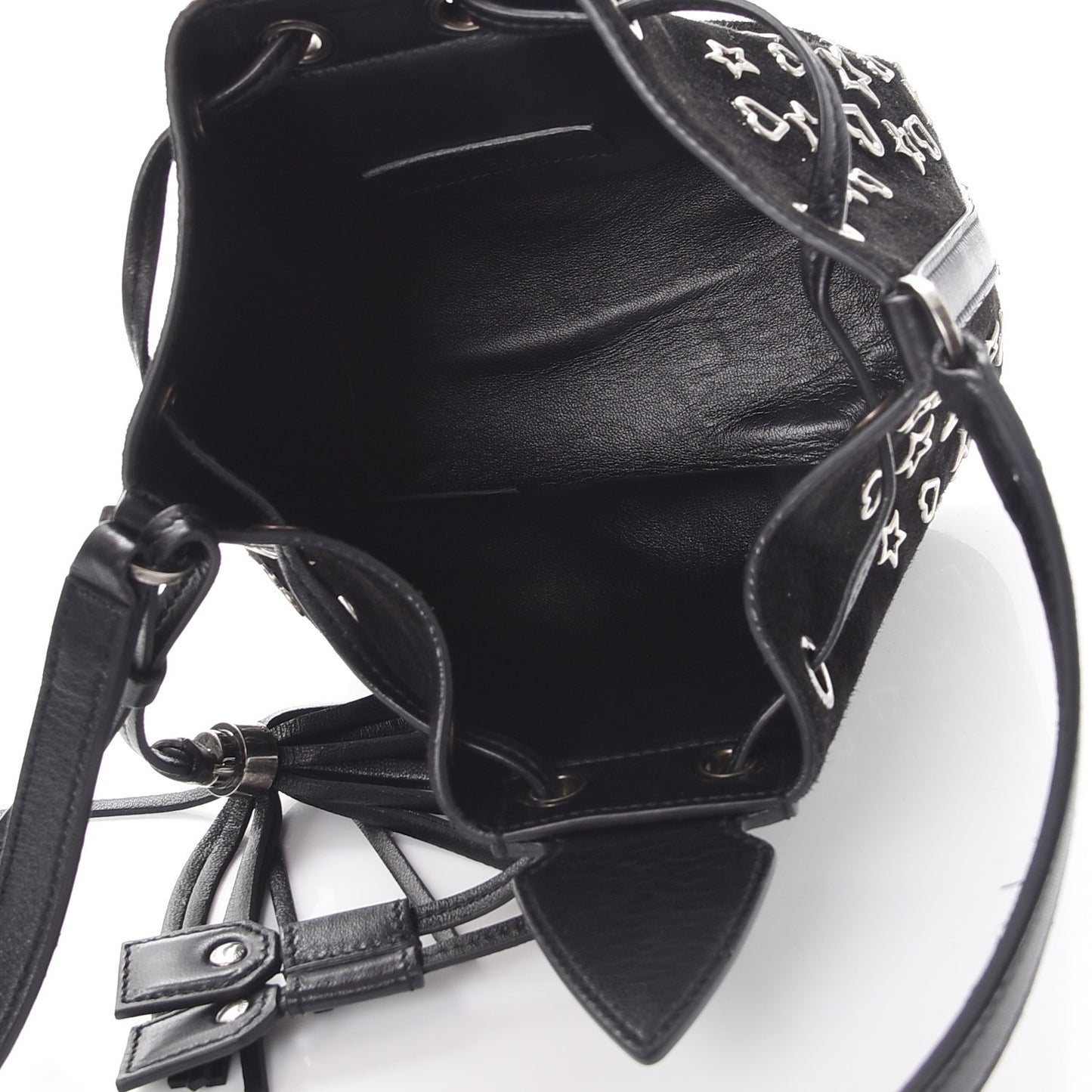 Suede Small Anja Bucket Bag Black
