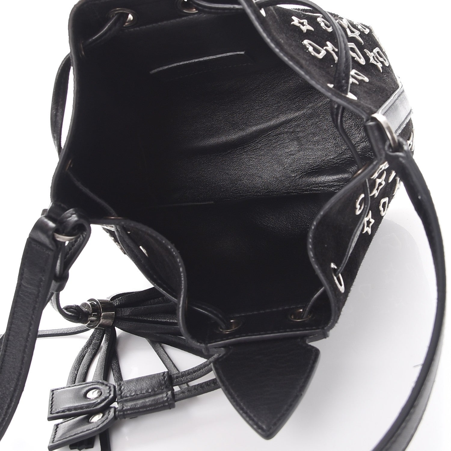Saint Laurent Suede Small Anja Bucket Bag Black 6 of 10