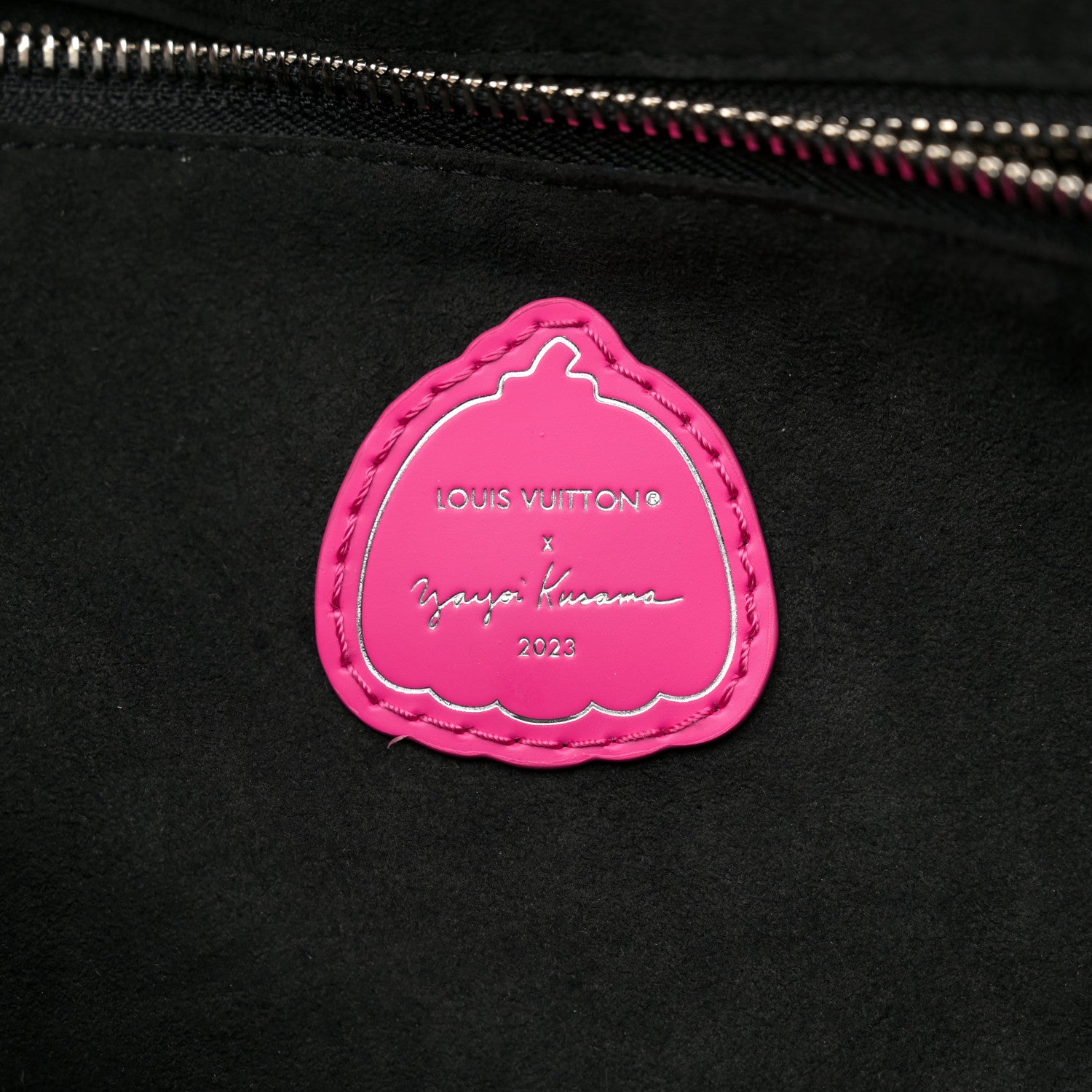 Louis Vuitton LV X YK Empreinte Infinity Dots Neverfull MM Black Fuchsia 7 of 12