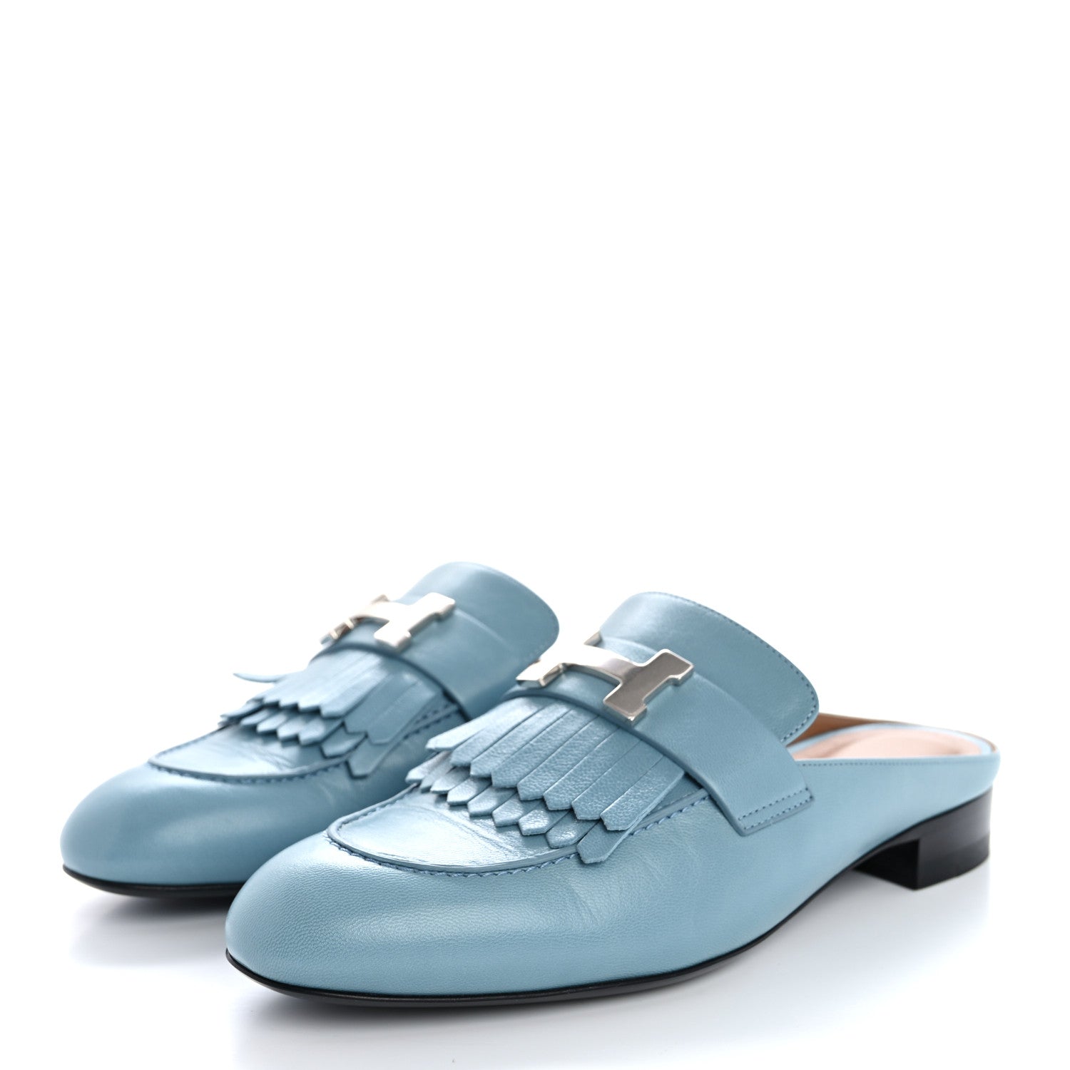 Hermes Goatskin Rivoli Mules   36 Bleu Ciel 4 of 12