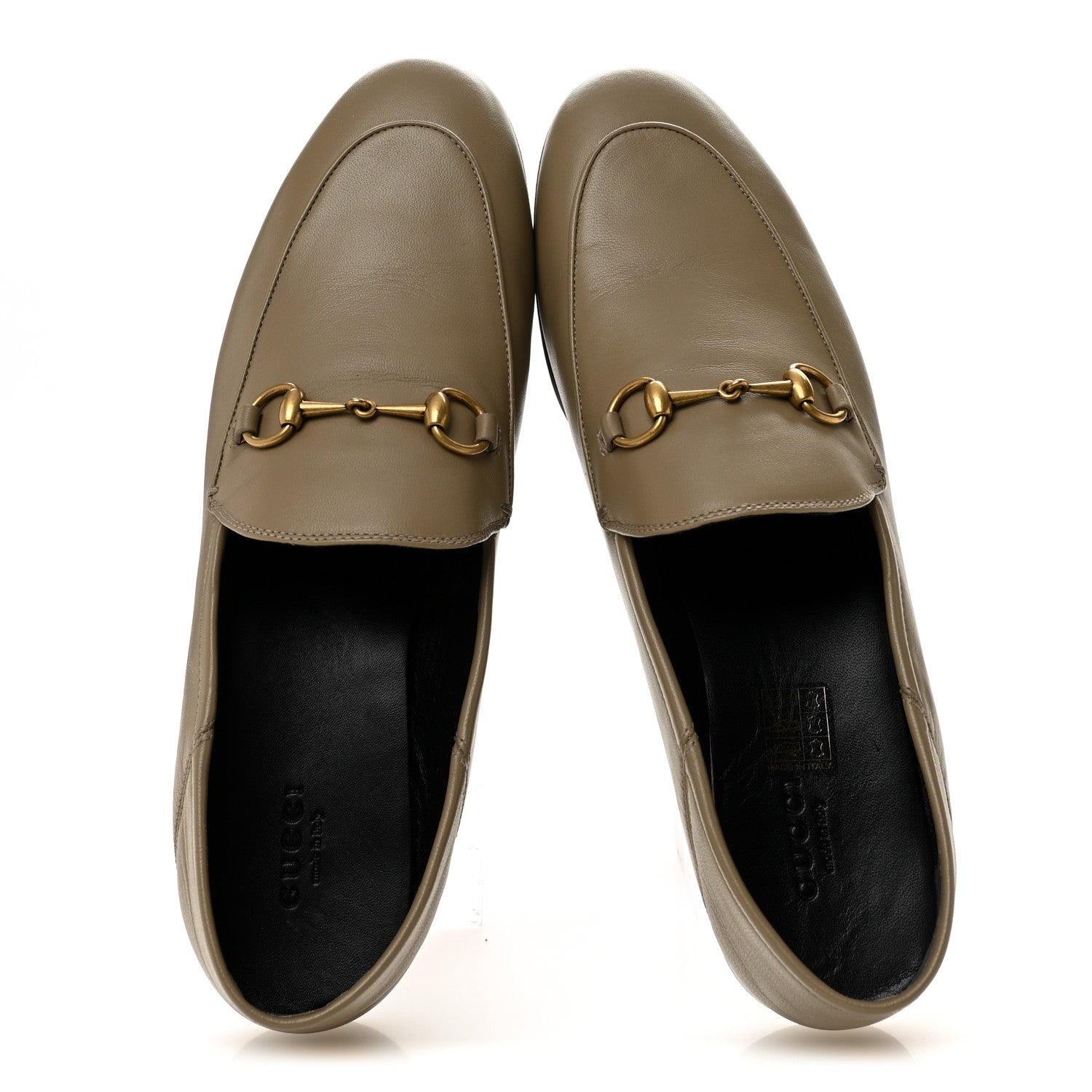 Gucci Lambskin Womens Brixton Horsebit Loafers 39.5 Mud 5 of 10