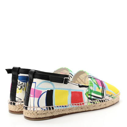 Hermes Canvas Modernisme Tropical Womens Malaga Espadrilles Flats 38 Multicolor 4 of 9