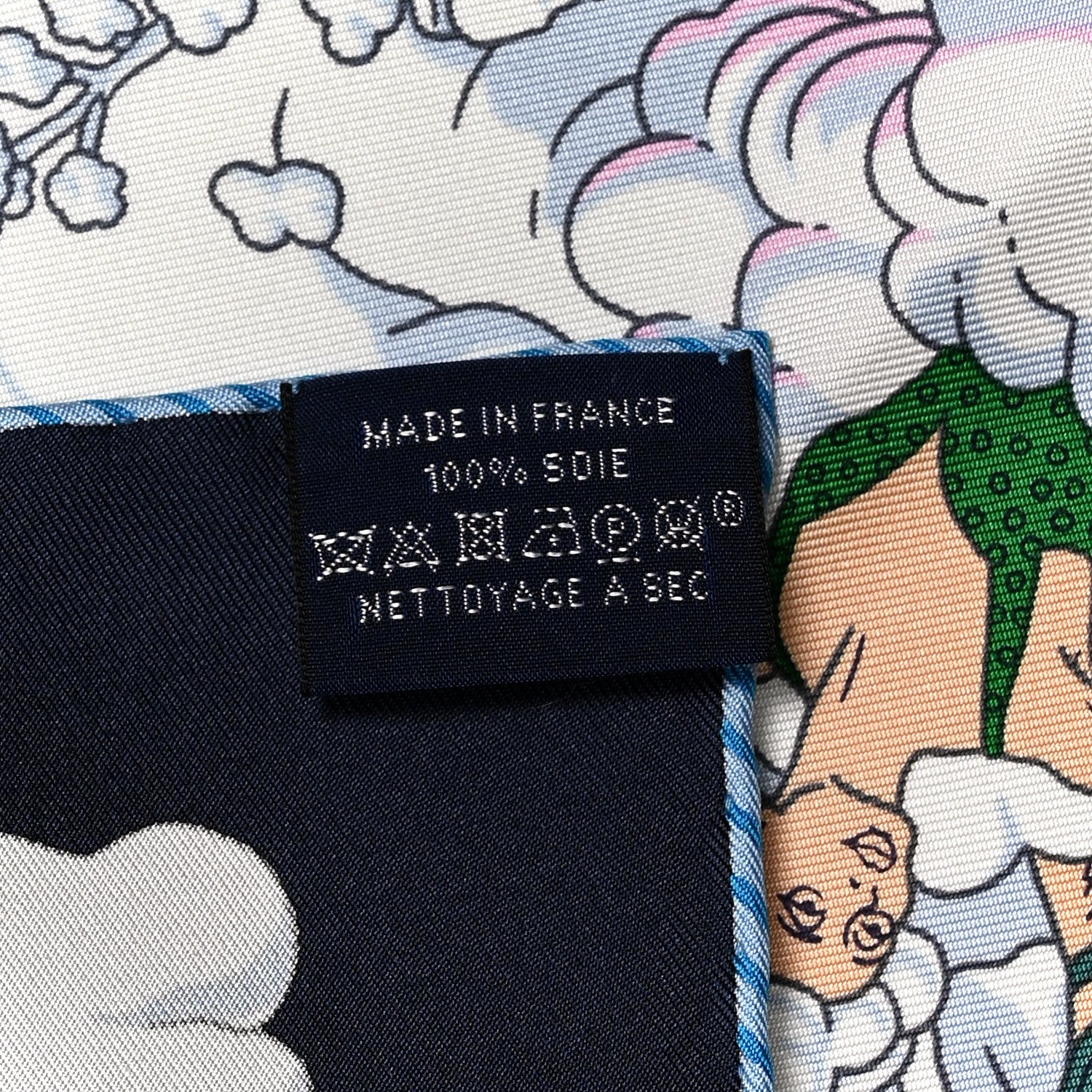 Hermes Silk Sur Mon Nuage Scarf 90 Bleu Black Mauve Multicolor 5 of 5