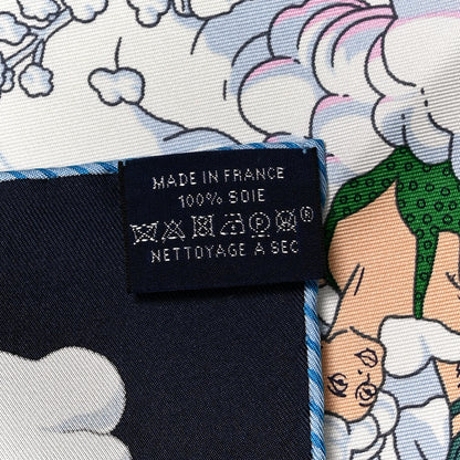 Hermes Silk Sur Mon Nuage Scarf 90 Bleu Black Mauve Multicolor 5 of 5