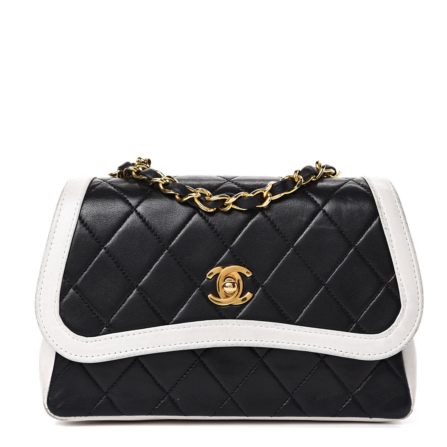 Chanel Lambskin Quilted Single Flap White Black 1 of 18