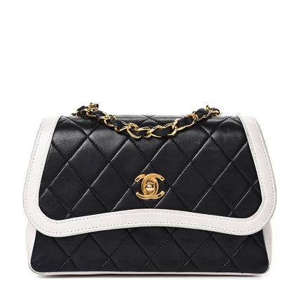 Chanel Lambskin Quilted Single Flap White Black 1 of 18