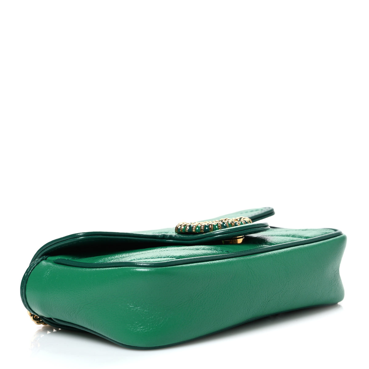 Gucci Azalea Calfskin Enamel Matelasse Diagonal Super Mini Torchon GG Marmont Shoulder Bag New Shamarock Emerald 4 of 10