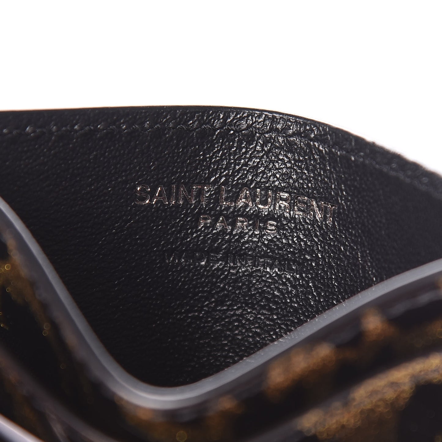 Patent Glitter Leopard Monogram Credit Card Case Black Multi