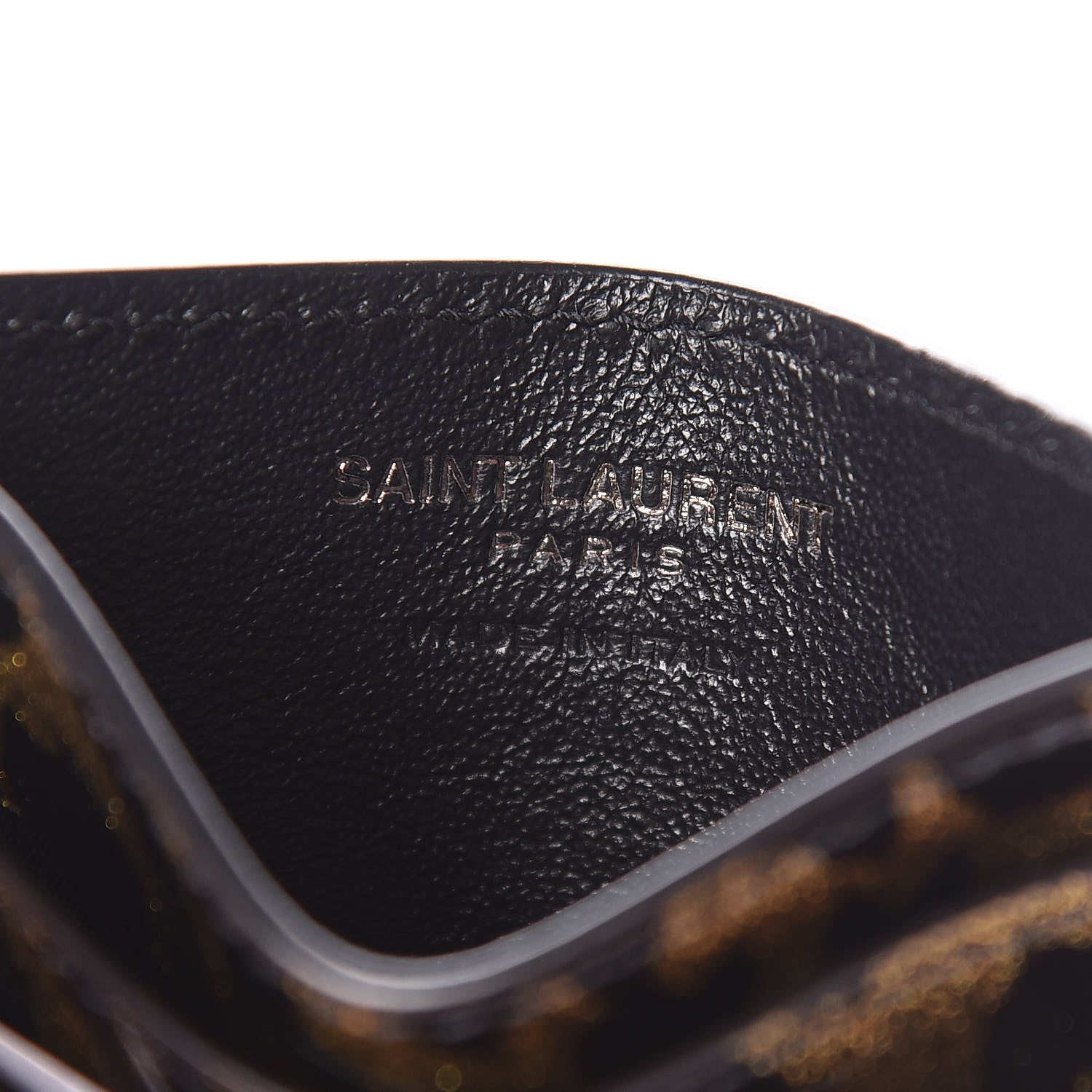 Saint Laurent Patent Glitter Leopard Monogram Credit Card Case Black Multi 6 of 7