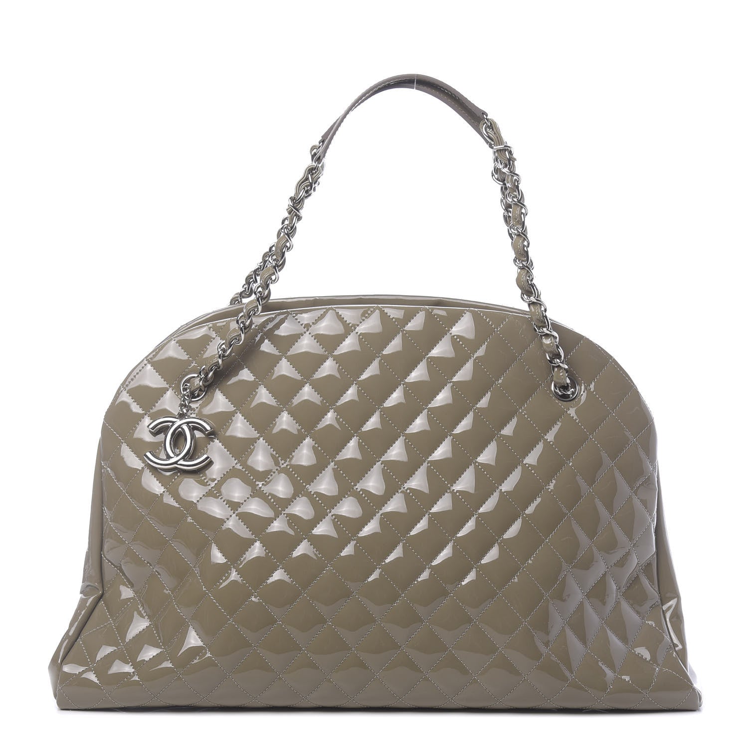 Chanel Patent Quilted Large Just Mademoiselle Bowling Bag Gris Fonce 1 of 10