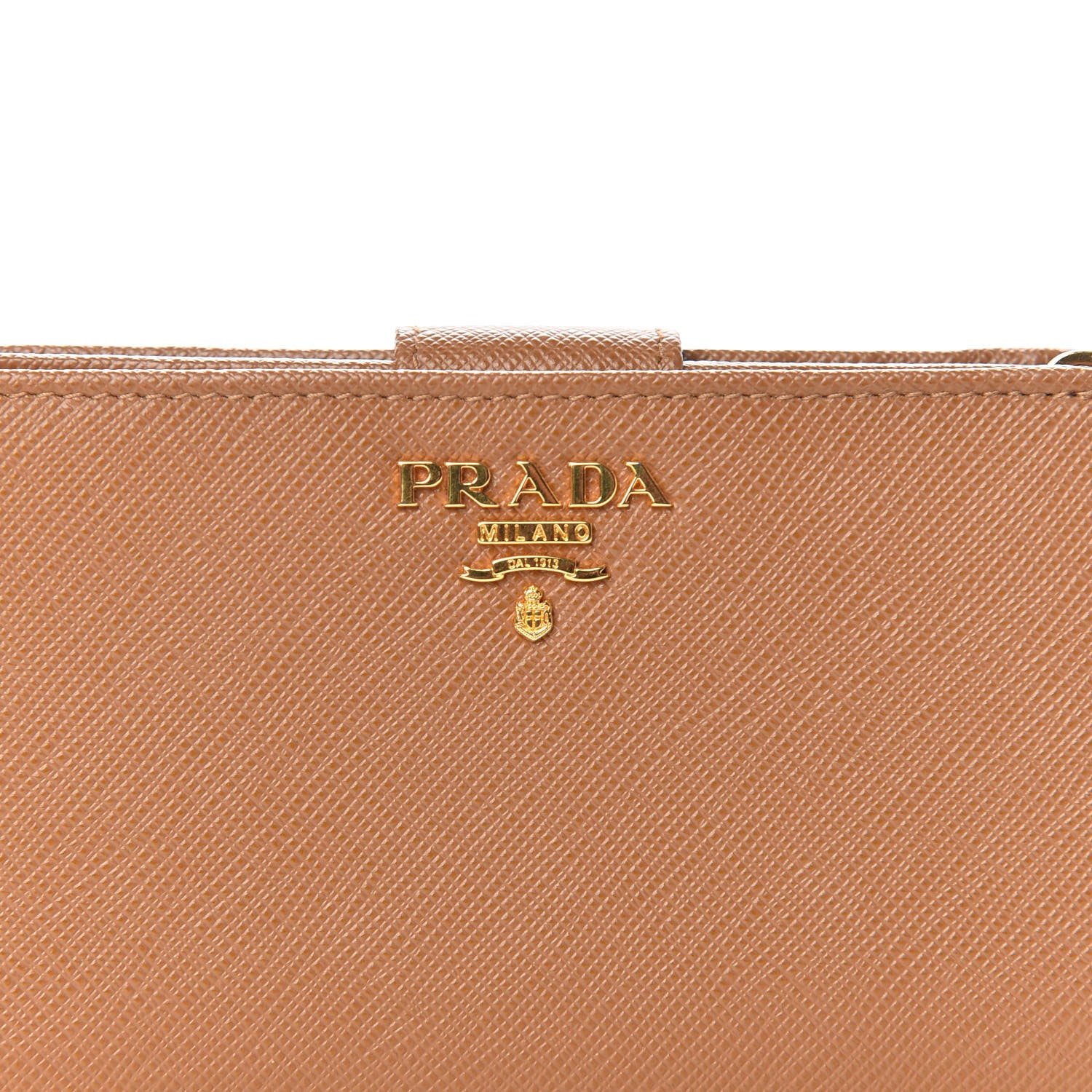 Prada Saffiano Metal Compact Wallet Caramel 10 of 11