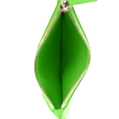 Balenciaga Calfskin Logo Perforated Cash Coin Card Holder On Keychain Acid Green 4 of 12