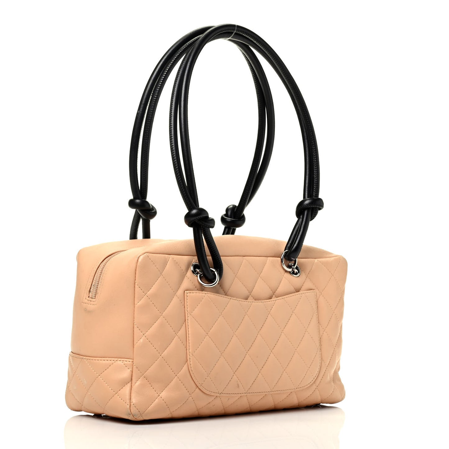 Calfskin Quilted Large Cambon Bowler Beige Black