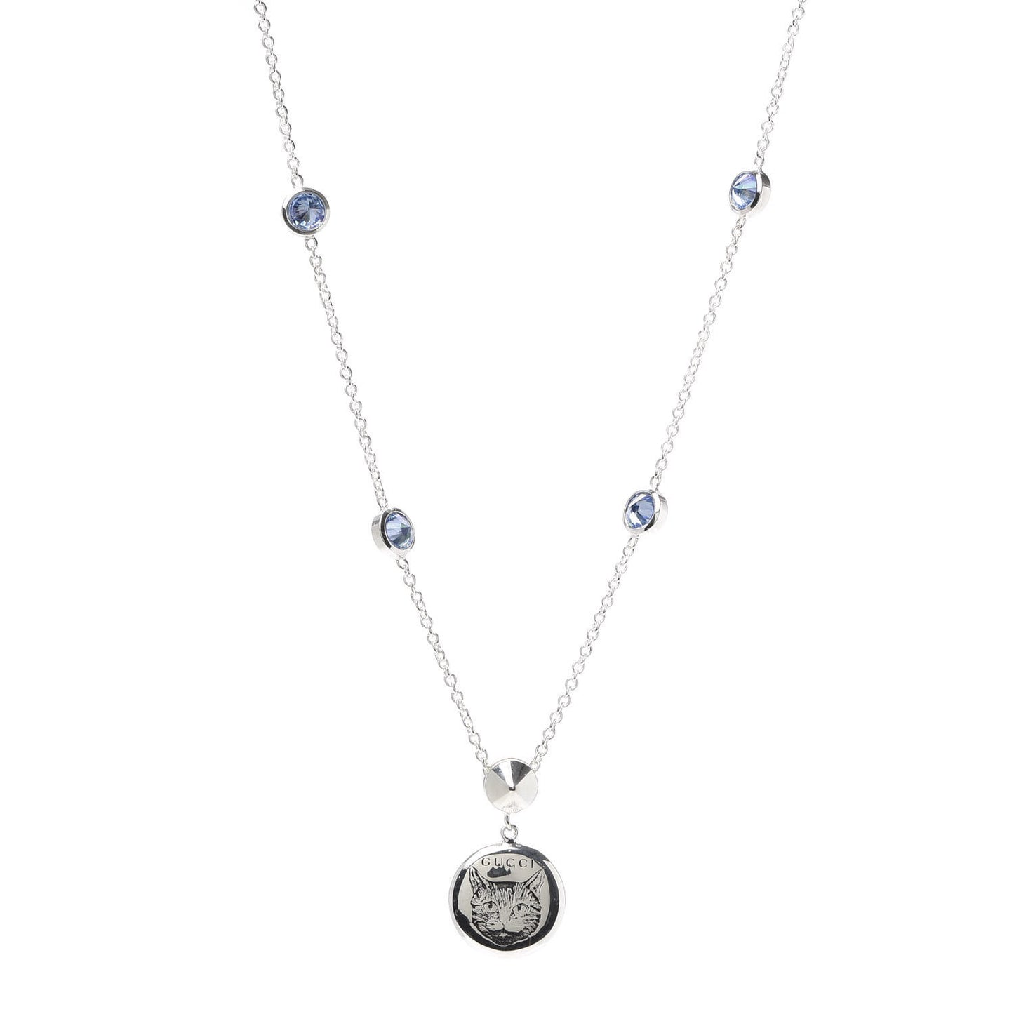 Sterling Silver Blue Zirconia Blind For Love Pendant Necklace