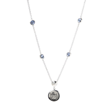 Gucci Sterling Silver Blue Zirconia Blind For Love Pendant Necklace 1 of 5