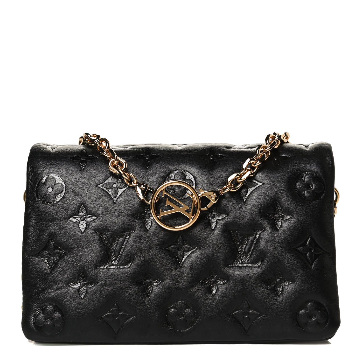 Louis Vuitton Lambskin Embossed Monogram Pochette Coussin Black 1 of 14