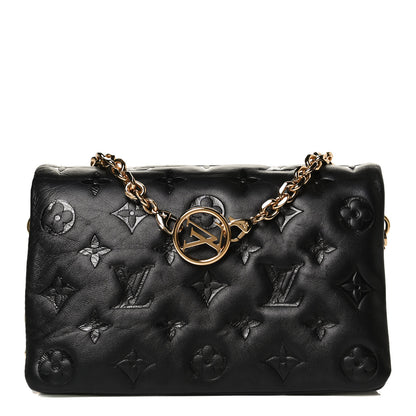 Louis Vuitton Lambskin Embossed Monogram Pochette Coussin Black 1 of 14