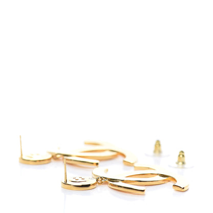 Chanel Metal Large Paris Button Earrings Gold 3 of 5