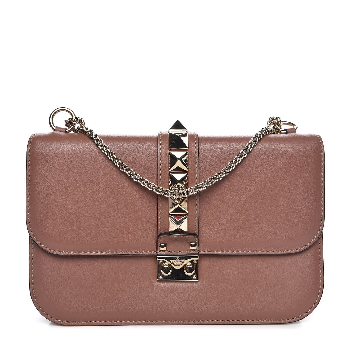 Vitello Medium Glam Lock Rockstud Flap Brownish