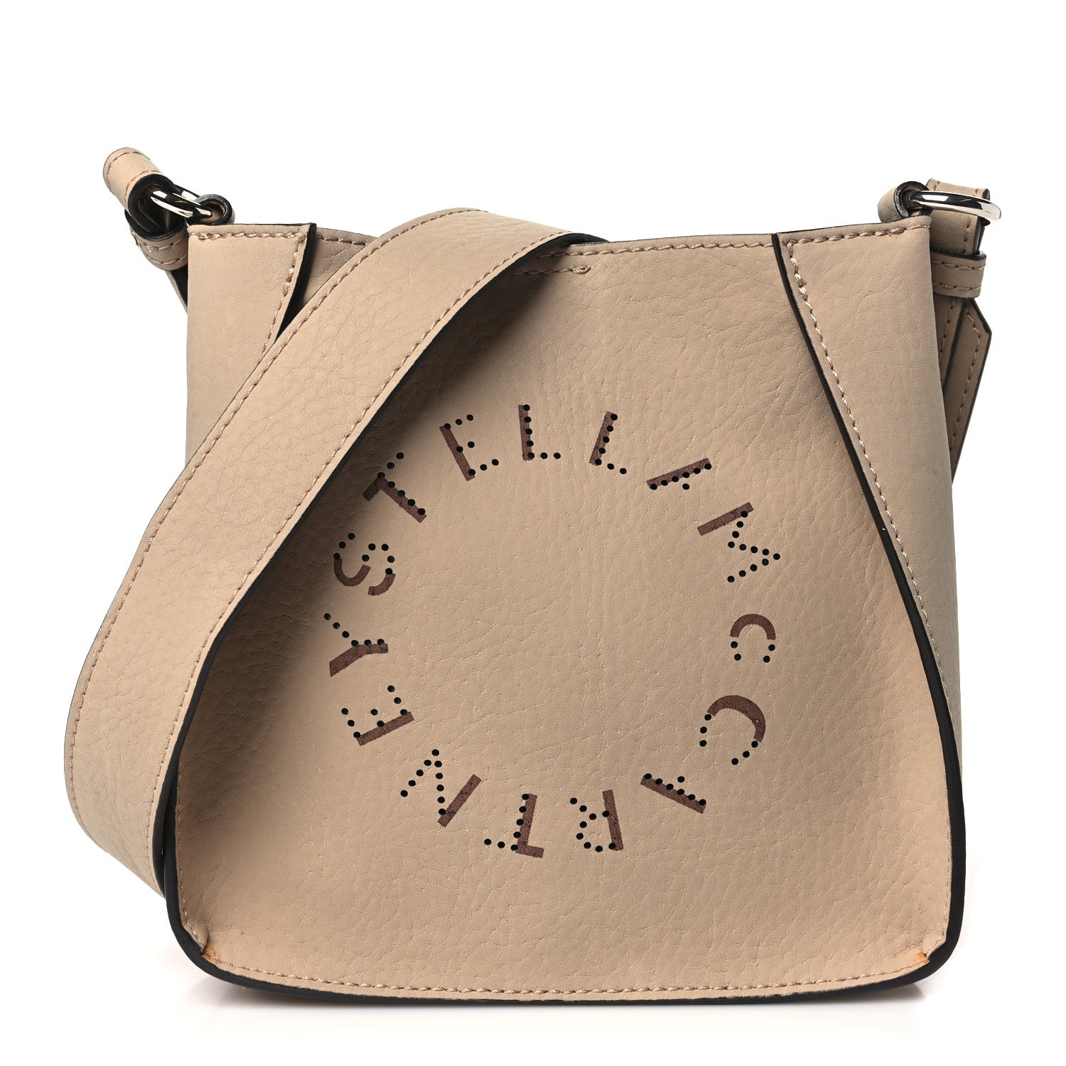 Stella McCartney Eco Alter Nappa Perforated Logo Mini Crossbody Camel 1 of 9
