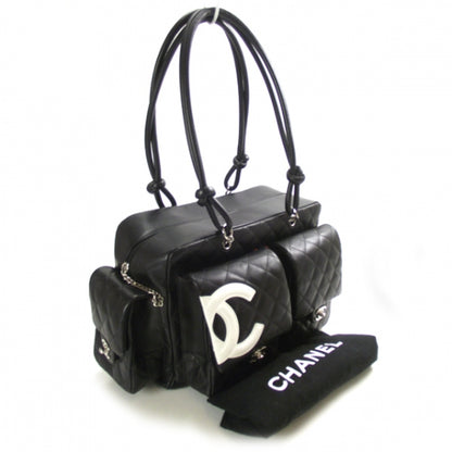 Chanel Calfskin Quilted Large Cambon Multipocket Reporter Black White 3 of 10