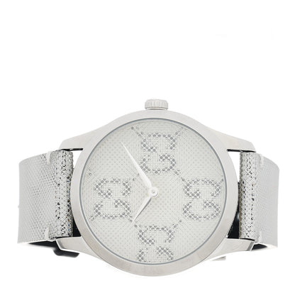Gucci Stainless Steel Calfskin 38mm G-Timeless GG Hologram Quartz Watch 3 of 4