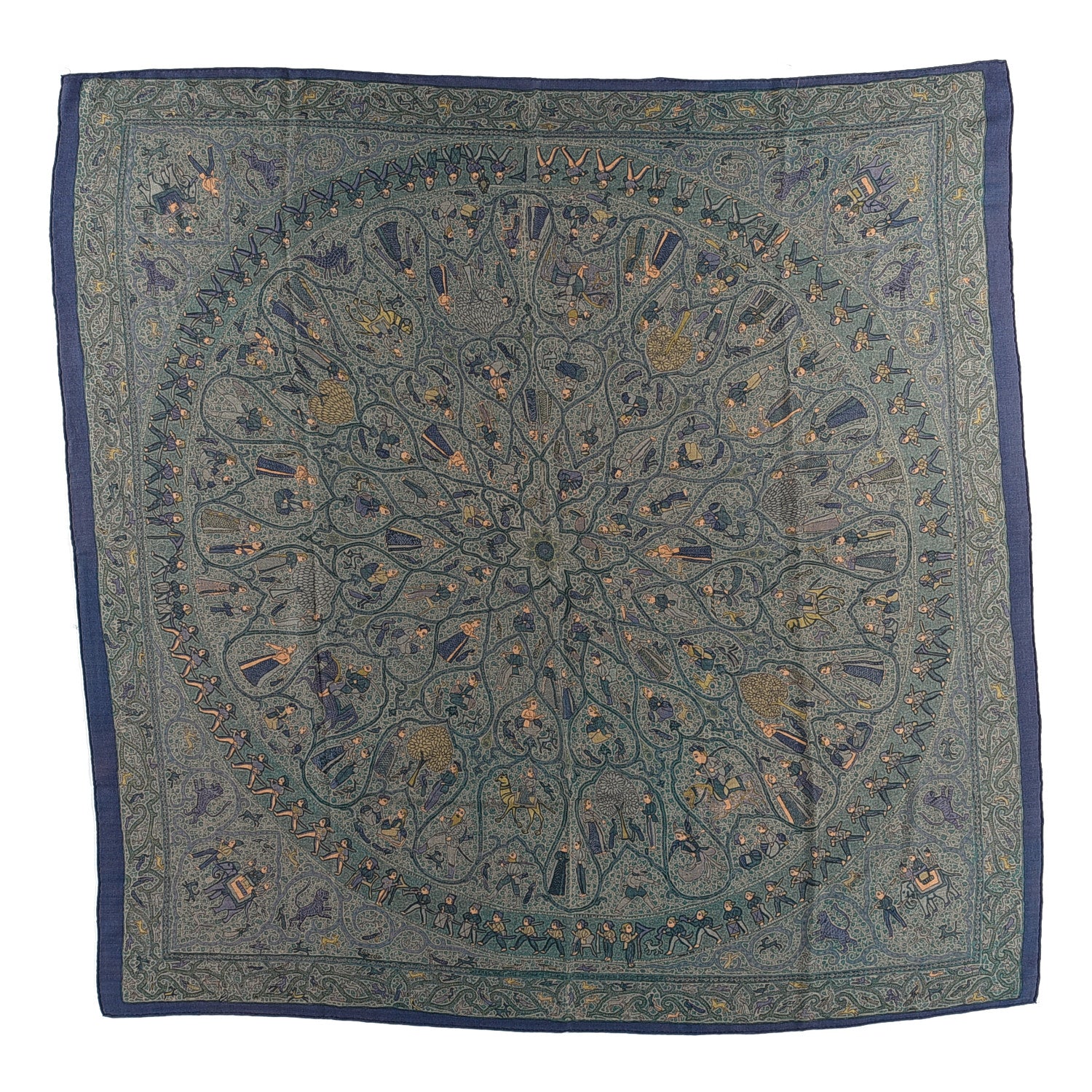 Hermes Cashmere Silk Avec L'Aimable Autorisation du Lalbhai Dalpatbhai Indology Shawl 140 1 of 2