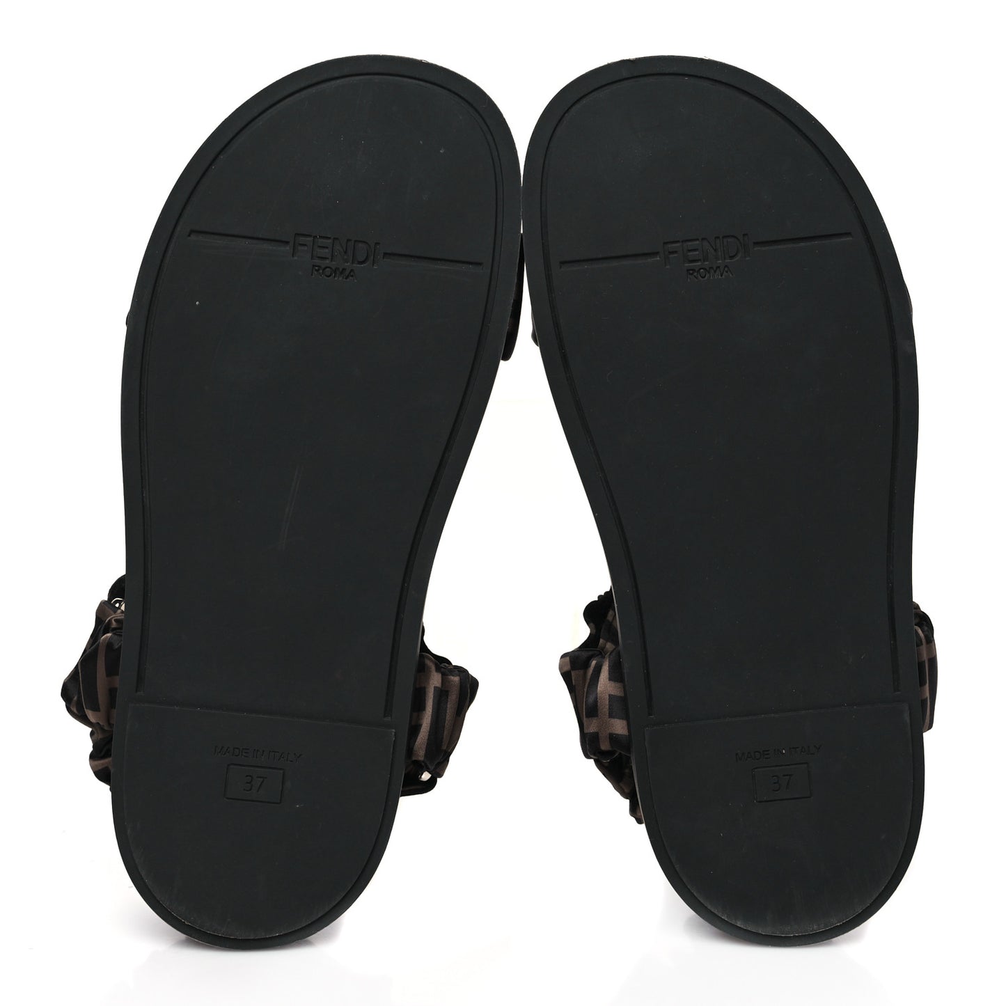 Satin FF Ruched Sandals 37 Tobacco Black