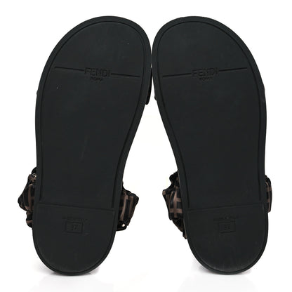 Fendi Satin FF Ruched Sandals 37 Tobacco Black 5 of 7